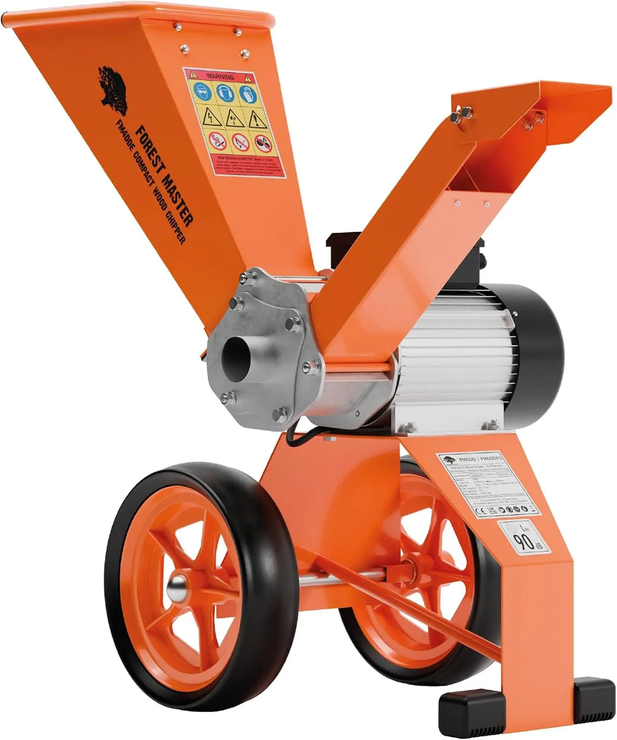FM4DDE-EU-ADJ Trituradora El¨¦ctrica de Madera 4HP con Tolva Giratoria, Transmisi¨®n Directa, Compacta y Port¨¢til, Tritura Ramas de hasta 50 mm