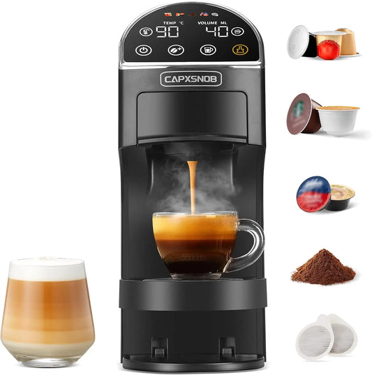 Magician2 Cafetera 5 en 1 para c¨¢psulas Dolce Gusto, Nespresso, Lavazza A Modo Mio, ESE 44mm y Caf¨¦ Molido, Panel T¨¢ctil, Auto-Ajuste, Sin Palanca