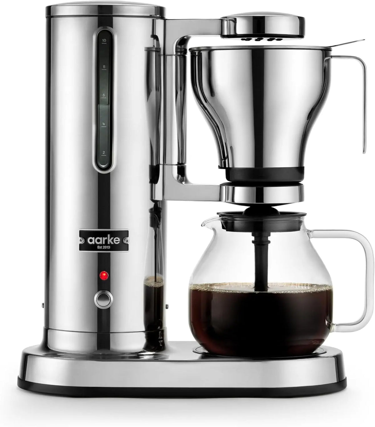aarke Cafetera de filtro, Cafetera el¨¦ctrica, jarra de vidrio, funci¨®n de mantenimiento de temperatura, capacidad de 10 tazas, 250 ml, 1.25L