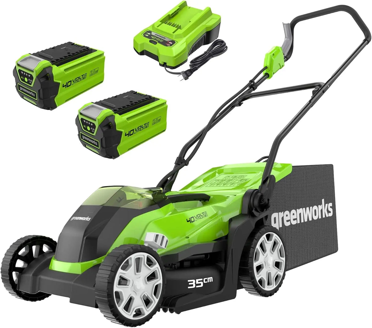 Greenworks G40LM35K2X Cortac¨¦sped de Bater¨ªa para C¨¦spedes de Hasta 400 m2, Ancho de Corte 35 cm, Garant¨ªa de 3 A?os
