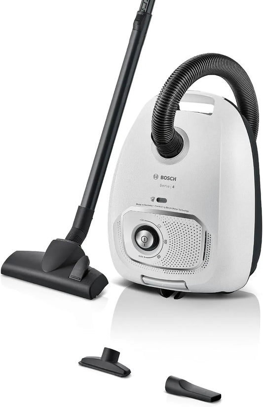 Bosch, Aspirador con Bolsa, Serie 4, Volumen XL de Bolsa de Polvo, Boquilla para Ranuras y tapicer¨ªa, Blanco, BGB41WH1