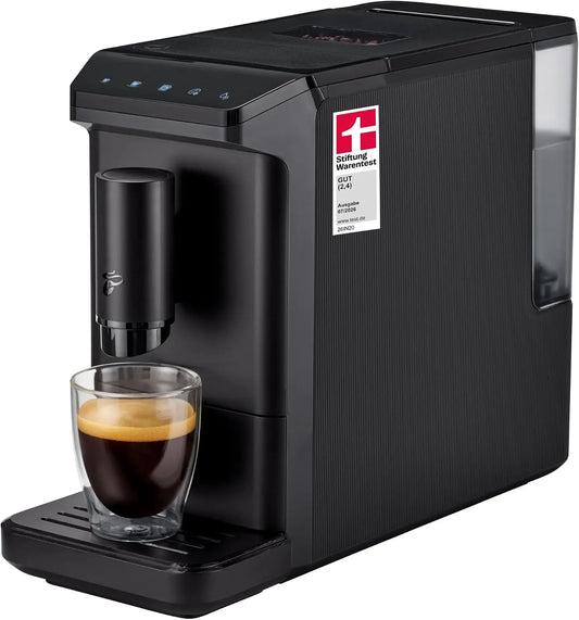Tchibo Cafetera autom¨¢tica Esperto mini para caf¨¦ crema y espresso, solo 16 cm de ancho, peque?a y compacta, adecuada para cualquier cocina, camping