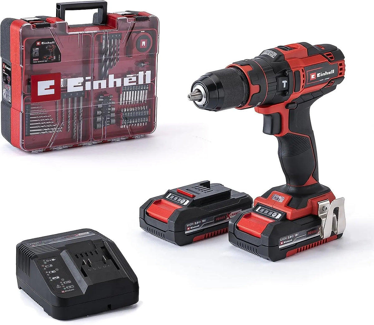 Einhell Set de taladro percutor con bater¨ªa TE-CD 18/40 Li-i +64 (2x2, 0 Ah)