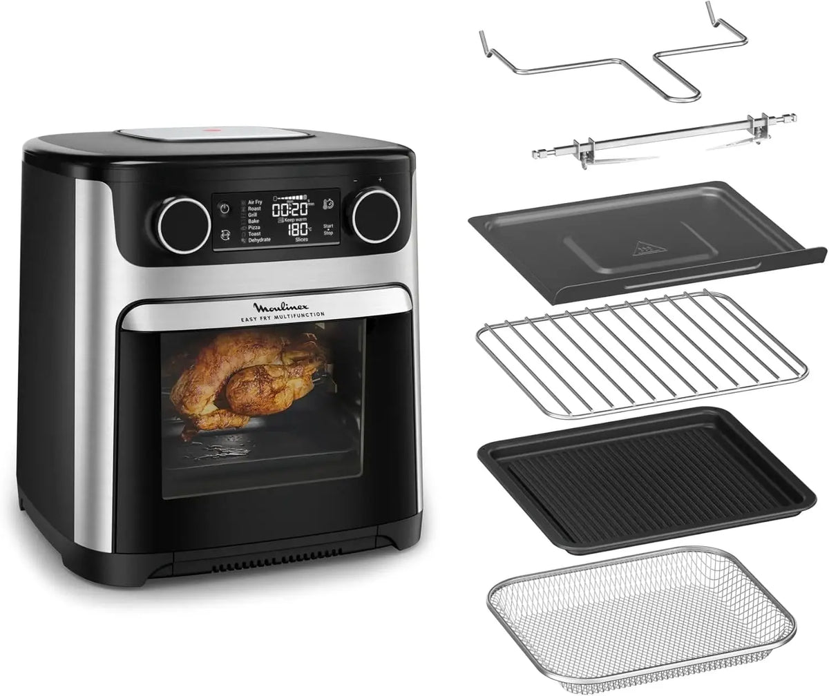 Moulinex Easy Fry freidora de aire, multicocina y horno, 15 L, 9 programas, freidora sin aceite, 3 niveles de cocci¨®n, compacto, extra crisp, negro