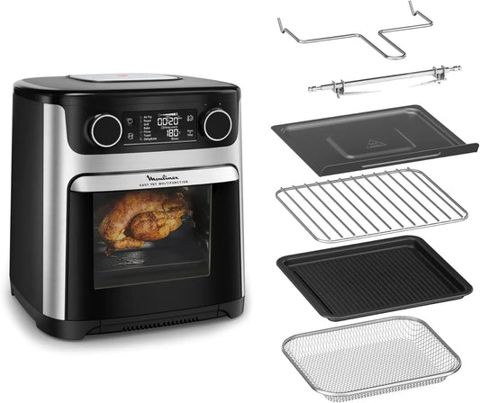 Moulinex Easy Fry freidora de aire, multicocina y horno, 15 L, 9 programas, freidora sin aceite, 3 niveles de cocci¨®n, compacto, extra crisp, negro
