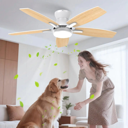 Airwit 106cm Silencioso Ventilador de Techo con Luz, 6 Velocidades