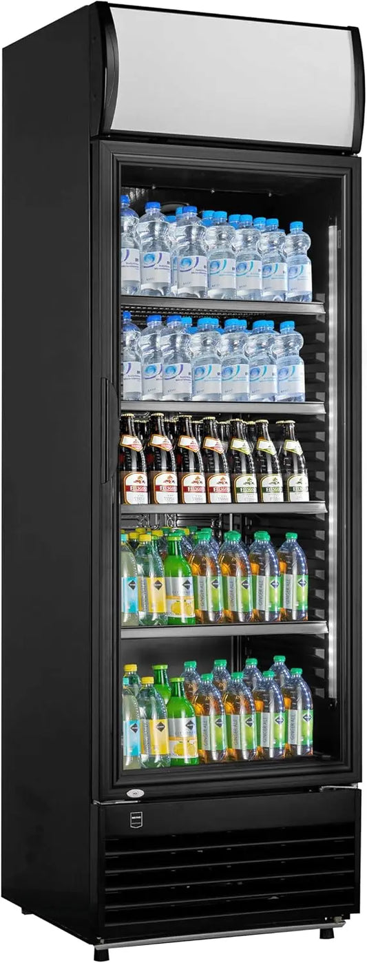 METRO Professional Frigor¨ªfico GSC2350B, nevera vertical con puerta de cristal, 324 L, negro, 180 W, iluminaci¨®n LED, 4 estantes ajustables, bar