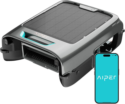 AIPER EcoSurfer S2 Robot Skimmer Superficie Piscina Solar, Robot Piscina Inal¨¢mbrico con App, Limpieza de Superficie 24/7, Carga Solar y DC