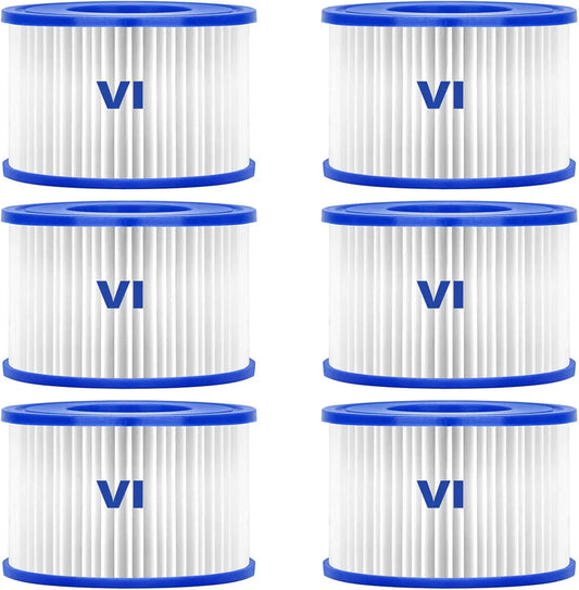 Sosayet Cartucho Filtro Piscina para Bestway 58323, Lote de 6 Cartuchos para Filtro Tipo Vi para Lay-Z-SPA, Miami, Monaco, Vegas