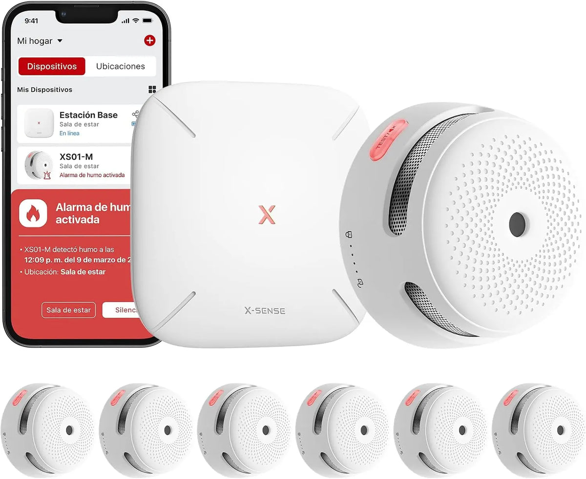 X-Sense Detector de Humo WiFi, conjunto Base, Certificado EN 14604, FS61