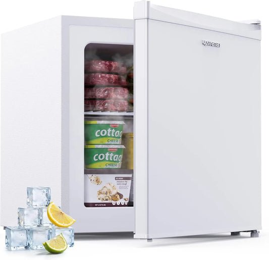 Upstreman 35L Mini Congelador, 4 Estrellas Congelador Vertical -21¡ãC, Emperatura Ajustable, Puerta Reversible, Silencioso, Ahorro Energ¨¦tico, Hotel