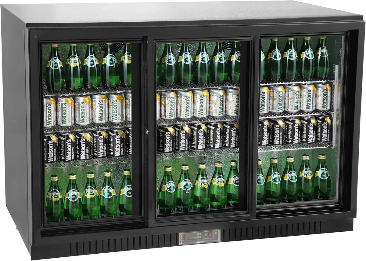 METRO Professional Frigorif¨ªco de bebidas GBC3103, aluminio/cristal, 135 x 52 x 86.5 cm, 308 L, 160 W, con cerradura, descongelaci¨®n autom¨¢tica