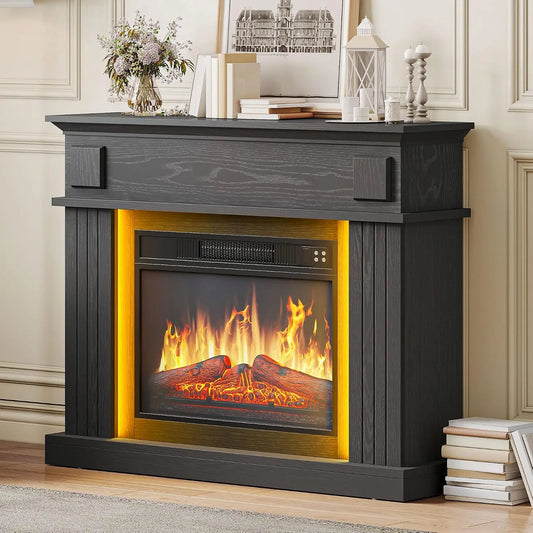 YITAHOME Chimenea Electrica Negro, 23¡ä¡ä Chimeneas Electricas Decorativas con Efecto de Llama Realista en 3D