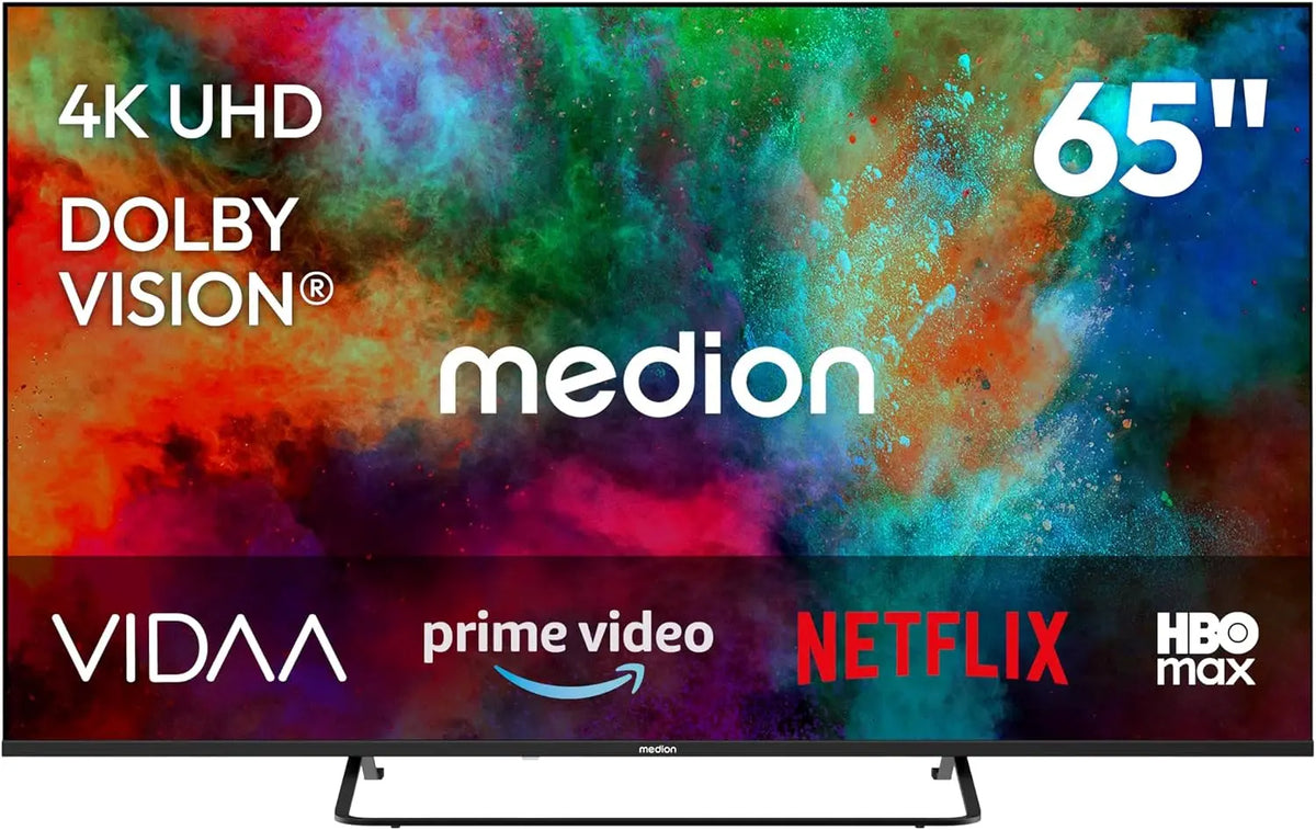 MEDION 163.9 cm 65' T¨¦l¨¦viseur ultra alta definici¨®n inteligente TV Dolby Vision HDR Vida Store Prime Video Disney+ DAZN HbbTV PVR Bluetooth HD+