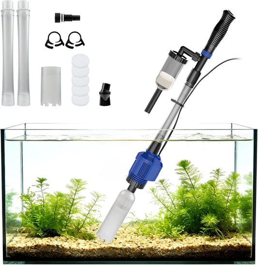 NICREW 3 en 1 Aspirador Autom¨¢tico para Acuario, Limpiador de Grava con Esponja de Filtro, 800 L/H, 16W