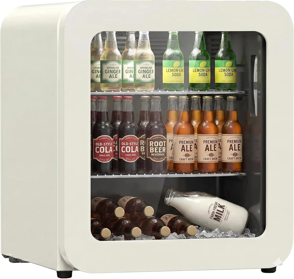 ¡ãCUBES Refrigerador retro, 48 l, blanco crema, mini nevera compacta para el hogar, oficina, quiosco y la industria hotelera y restaurante, cocina