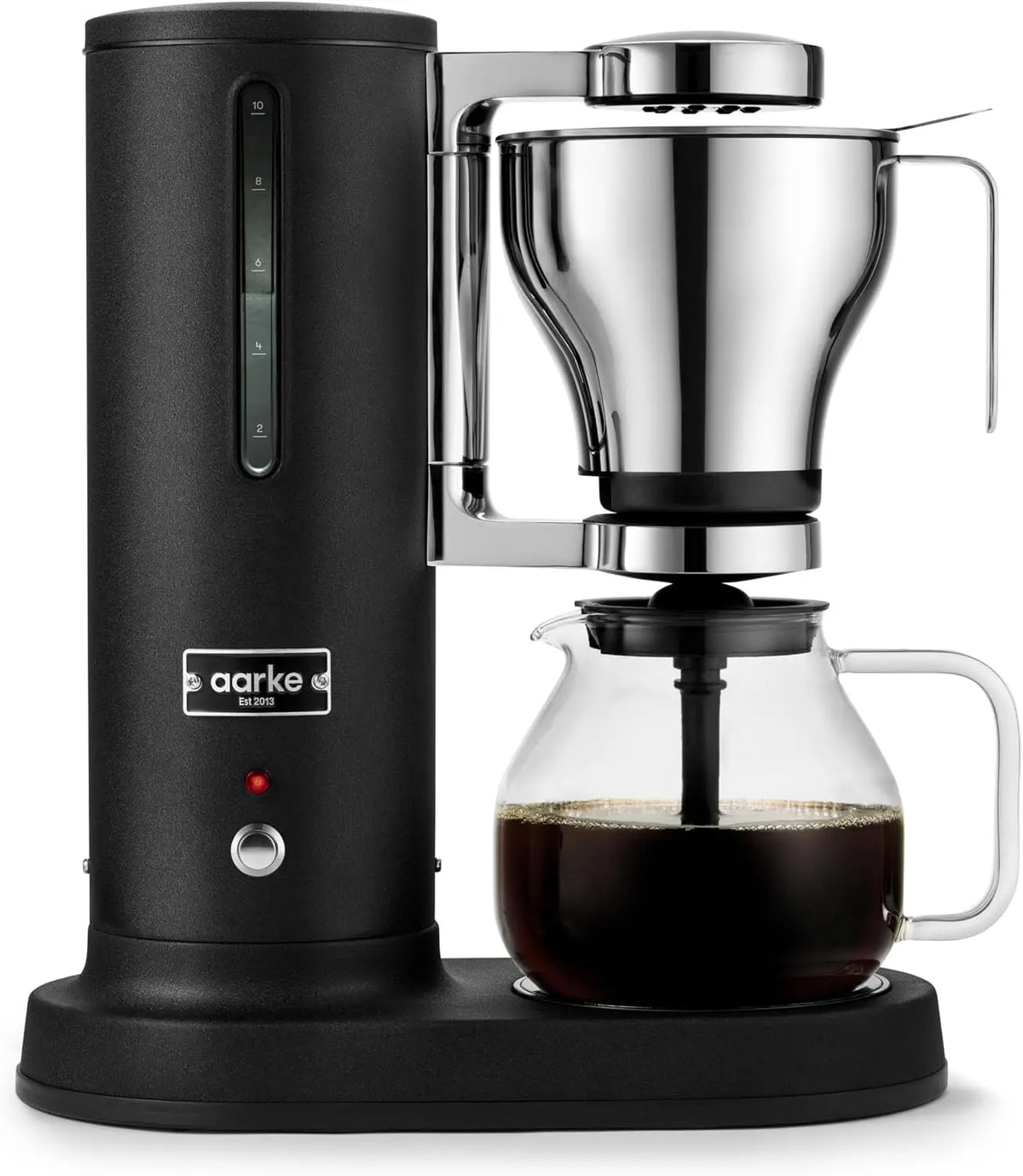 aarke Cafetera de filtro, Cafetera el¨¦ctrica, jarra de vidrio, funci¨®n de mantenimiento de temperatura, capacidad de 10 tazas, 250 ml, 1.25L