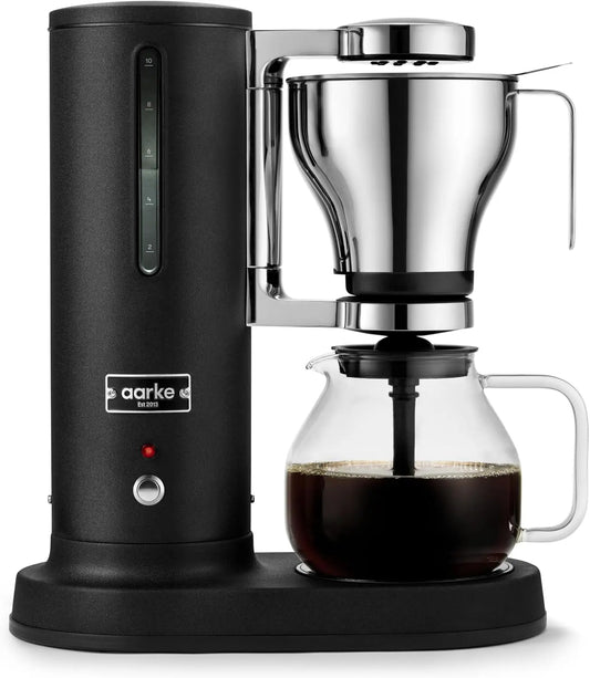 aarke Cafetera de filtro, Cafetera el¨¦ctrica, jarra de vidrio, funci¨®n de mantenimiento de temperatura, capacidad de 10 tazas, 250 ml, 1.25L