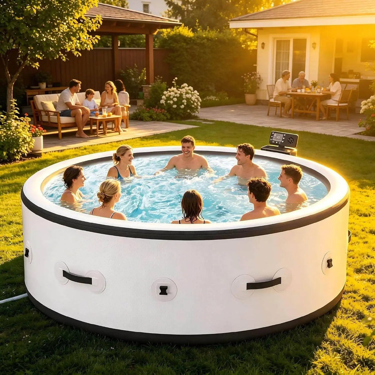 Ba?era SPA Hinchable Exterior para 4, 6 Personas, 206 ¡Á 71 cm y LED