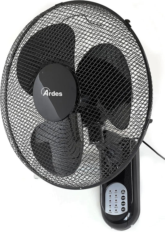ARDES Ventilador de Pared con 3 Aspas Rotatorias de 40cm Telemando a Distancia Oscilaci¨®n Autom¨¢tica Temporizador Regulable y 3 Velocidades de Dise?