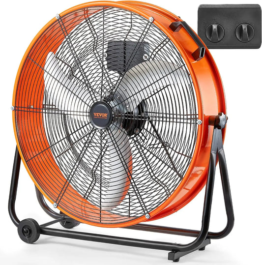 VEVOR Ventilador de Tambor Industrial de Alta Velocidad, para Uso Comercial de Alta Resistencia, 3 Velocidades, 8600 CFM, Taller, 780 x 710 x 320 mm